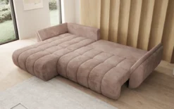 Designer Ecksofa Lenoa mit Schlaffunktion und Stauraum in Cord