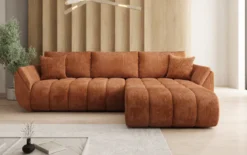 Designer Ecksofa Lenoa mit Schlaffunktion und Stauraum in Cord
