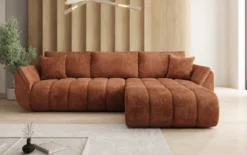 Designer Ecksofa Lenoa mit Schlaffunktion und Stauraum in Cord