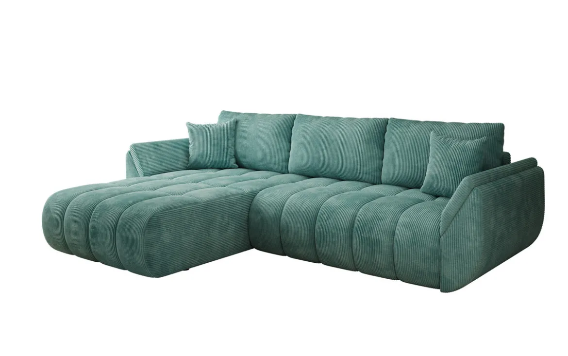 Designer Ecksofa Lenoa mit Schlaffunktion und Stauraum in Cord