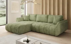 Designer Ecksofa Lenoa mit Schlaffunktion und Stauraum in Cord