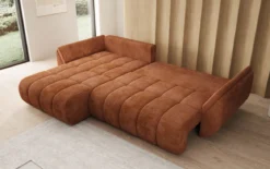 Designer Ecksofa Lenoa mit Schlaffunktion und Stauraum in Cord