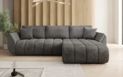 Designer Ecksofa Lenoa mit Schlaffunktion und Stauraum in Cord