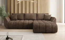 Designer Ecksofa Lenoa mit Schlaffunktion und Stauraum in Cord