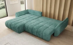 Designer Ecksofa Lenoa mit Schlaffunktion und Stauraum in Cord