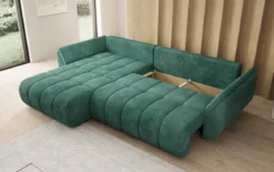 Designer Ecksofa Lenoa mit Schlaffunktion und Stauraum in Cord