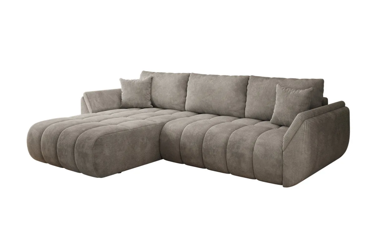 Designer Ecksofa Lenoa mit Schlaffunktion und Stauraum in Cord