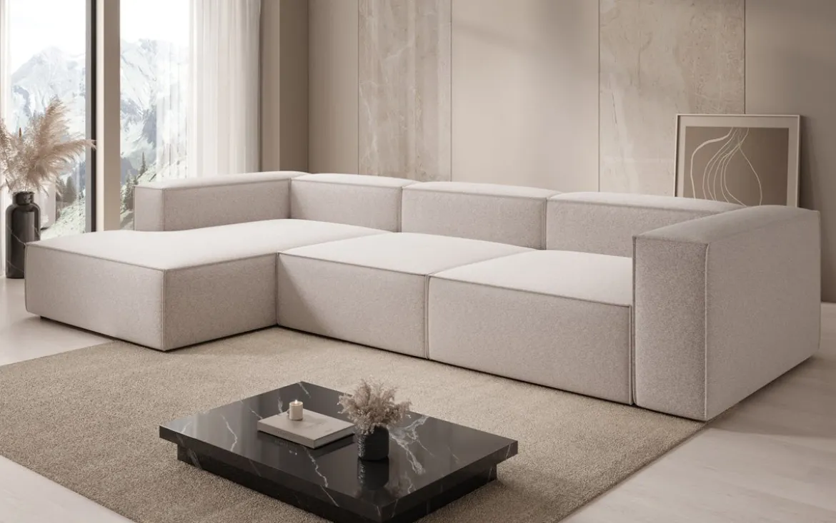 Designer Ecksofa Lesley in Strukturstoff