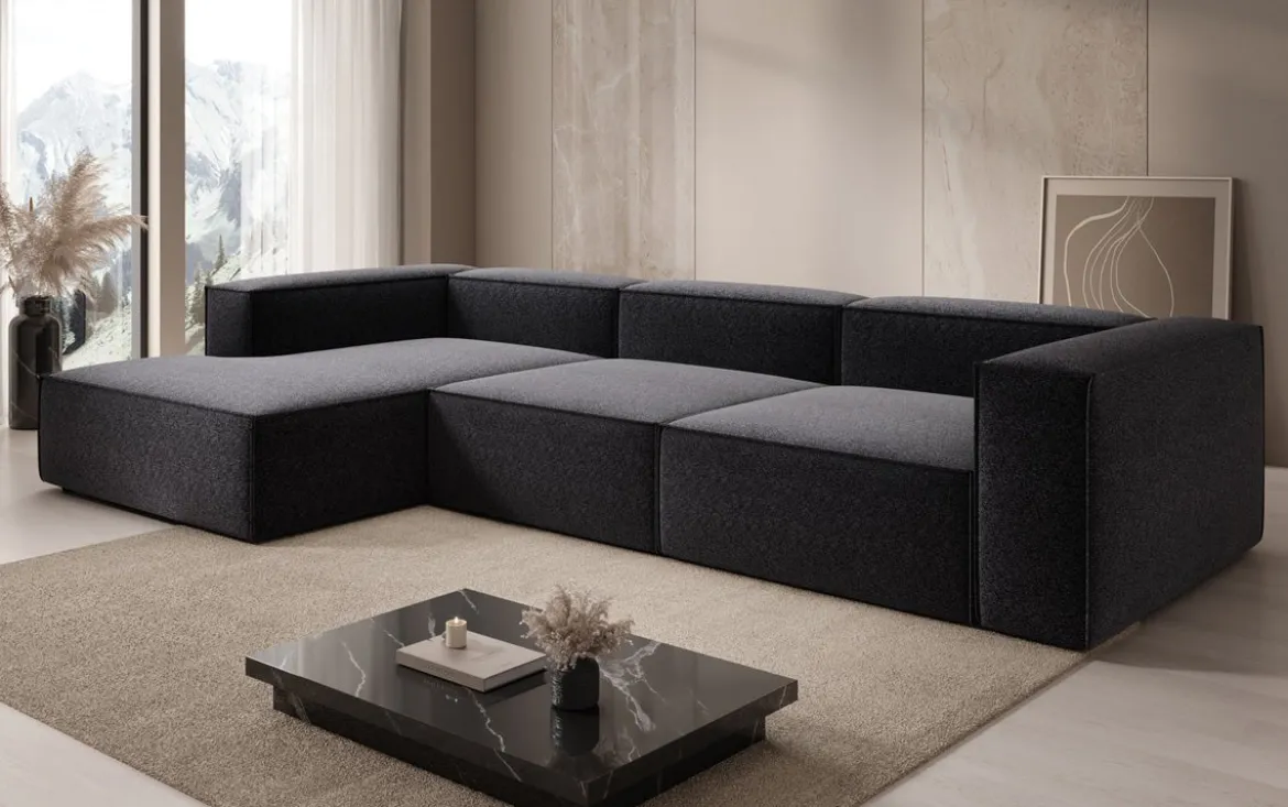 Designer Ecksofa Lesley in Strukturstoff