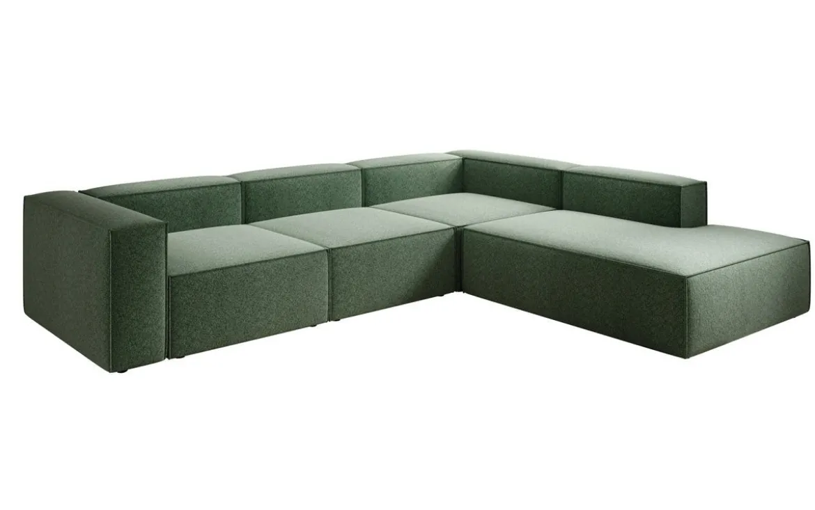 Designer Ecksofa Lesley mit langer Ottomane in Strukturstoff