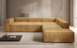 Designer Ecksofa Lesley mit langer Ottomane in Cord