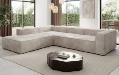 Designer Ecksofa Lesley mit langer Ottomane in Cord