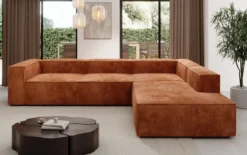 Designer Ecksofa Lesley mit langer Ottomane in Cord