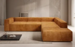 Designer Ecksofa Lesley mit langer Ottomane in Cord