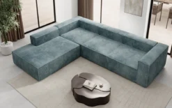 Designer Ecksofa Lesley mit langer Ottomane in Cord