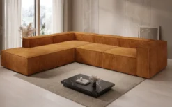 Designer Ecksofa Lesley mit langer Ottomane in Cord