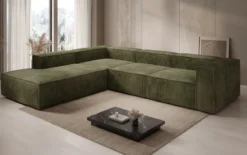 Designer Ecksofa Lesley mit langer Ottomane in Cord
