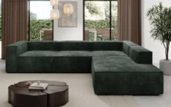 Designer Ecksofa Lesley mit langer Ottomane in Cord
