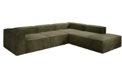 Designer Ecksofa Lesley mit langer Ottomane in Cord
