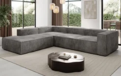 Designer Ecksofa Lesley mit langer Ottomane in Cord