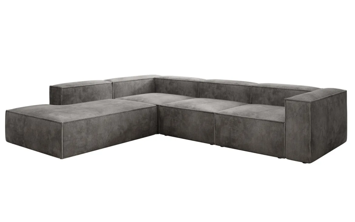 Designer Ecksofa Lesley mit langer Ottomane in Cord