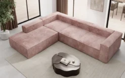 Designer Ecksofa Lesley mit langer Ottomane in Cord