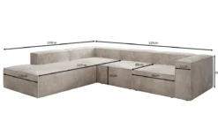 Designer Ecksofa Lesley mit langer Ottomane in Cord