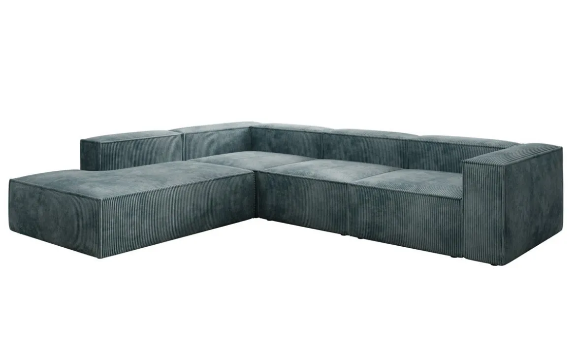 Designer Ecksofa Lesley mit langer Ottomane in Cord