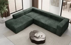 Designer Ecksofa Lesley mit langer Ottomane in Cord