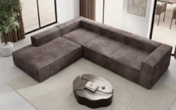 Designer Ecksofa Lesley mit langer Ottomane in Cord