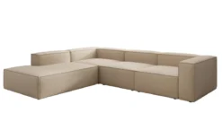Designer Ecksofa Lesley mit langer Ottomane in Bouclé
