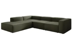 Designer Ecksofa Lesley mit langer Ottomane in Bouclé