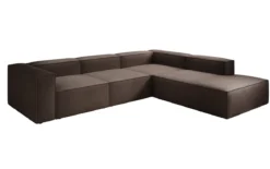 Designer Ecksofa Lesley mit langer Ottomane in Bouclé