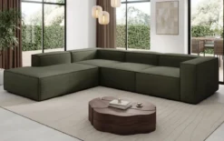 Designer Ecksofa Lesley mit langer Ottomane in Bouclé