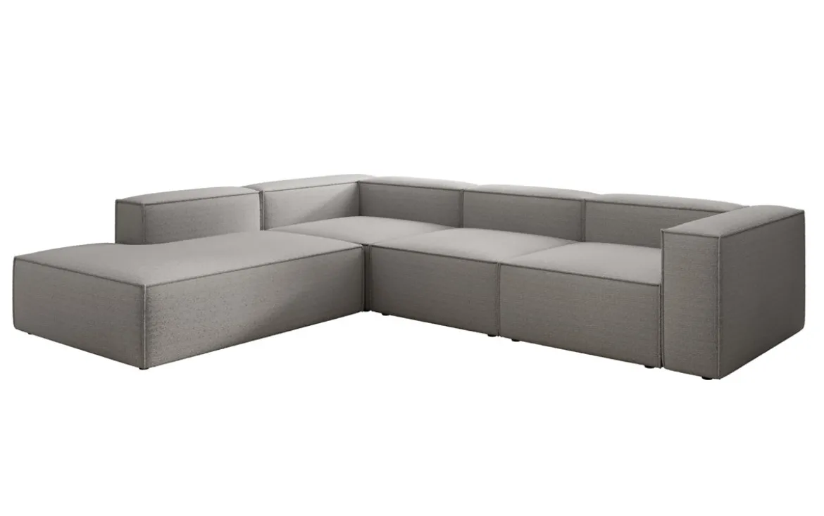 Designer Ecksofa Lesley mit langer Ottomane in Bouclé