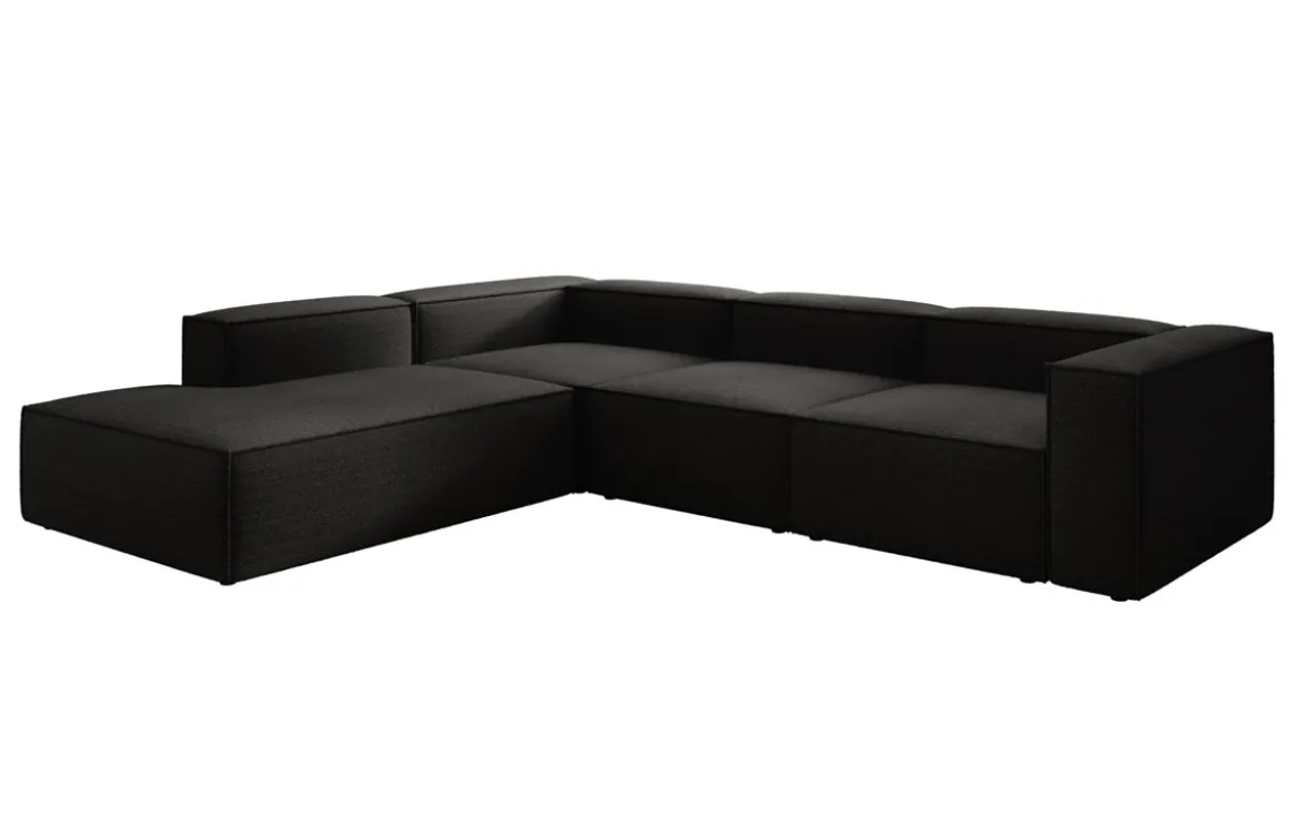 Designer Ecksofa Lesley mit langer Ottomane in Bouclé