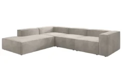 Designer Ecksofa Lesley mit langer Ottomane in Samt