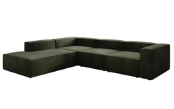 Designer Ecksofa Lesley mit langer Ottomane in Samt