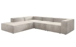 Designer Ecksofa Lesley mit langer Ottomane in Samt