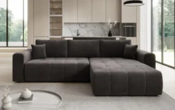 Designer Ecksofa Leveno mit Schlaf- und Klappfunktion in Samt