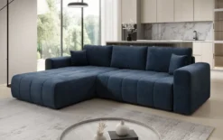 Designer Ecksofa Leveno mit Schlaf- und Klappfunktion in Samt