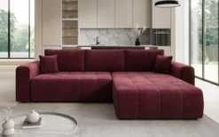 Designer Ecksofa Leveno mit Schlaf- und Klappfunktion in Samt