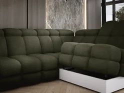 Designer Ecksofa Lima mit elektrischer Schlaffunktion in Bouclé