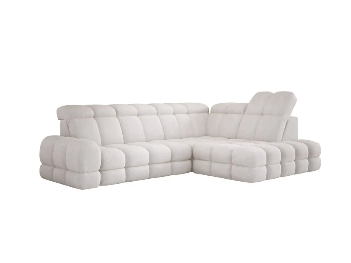 Designer Ecksofa Lima mit elektrischer Schlaffunktion in Bouclé