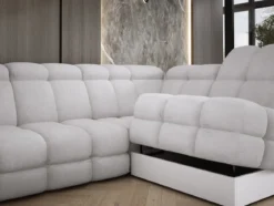 Designer Ecksofa Lima mit elektrischer Schlaffunktion in Bouclé