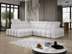 Designer Ecksofa Lima mit elektrischer Schlaffunktion in Bouclé