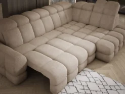 Designer Ecksofa Lima mit elektrischer Schlaffunktion in Bouclé