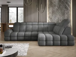Designer Ecksofa Lima mit elektrischer Schlaffunktion in Bouclé