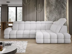 Designer Ecksofa Lima mit elektrischer Schlaffunktion in Bouclé