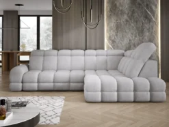 Designer Ecksofa Lima mit elektrischer Schlaffunktion in Bouclé